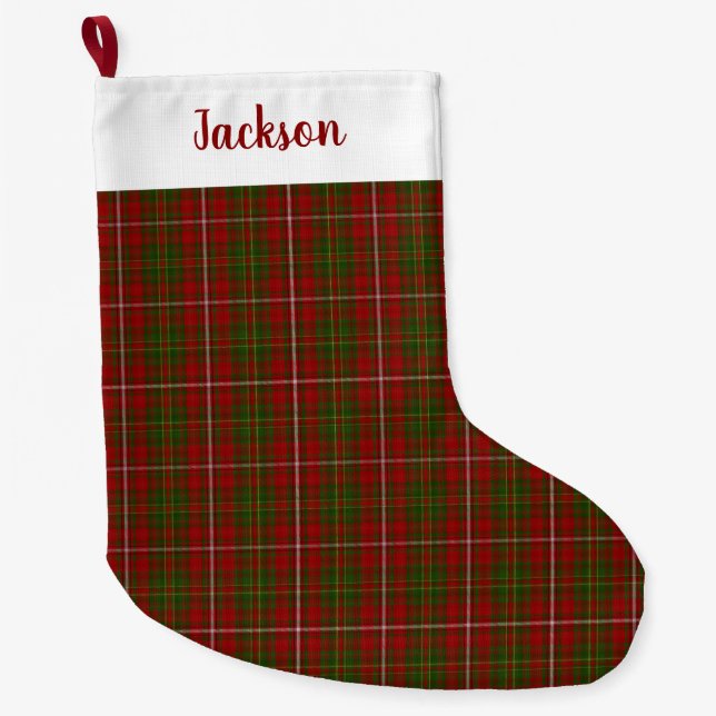 Hay Scottish Clan Tartan Plaid Pattern Large Christmas Stocking (Front)