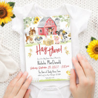 Hay There Cute Farm Animals Sunflower Baby Shower