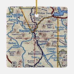 Hayden Arizona Vintage Map Ceramic Ornament