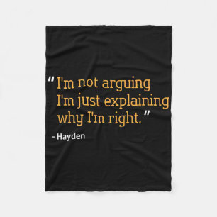 Hayden Gift Quote Funny Birthday Personalized Name Fleece Blanket