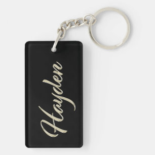 Hayden name whitegold key trailer keychain