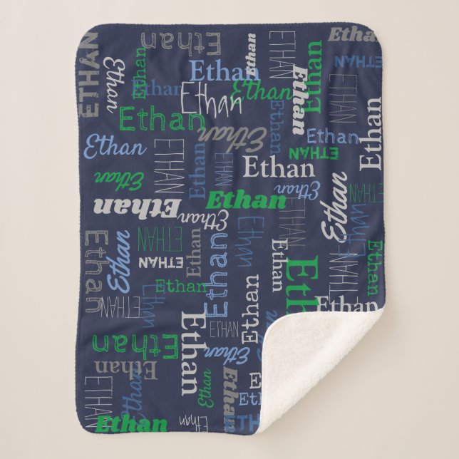 Hayden personalized name green blue grey blanket (Front)