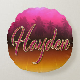 Hayden Vorname Name golden pink Kissen Round Pillow