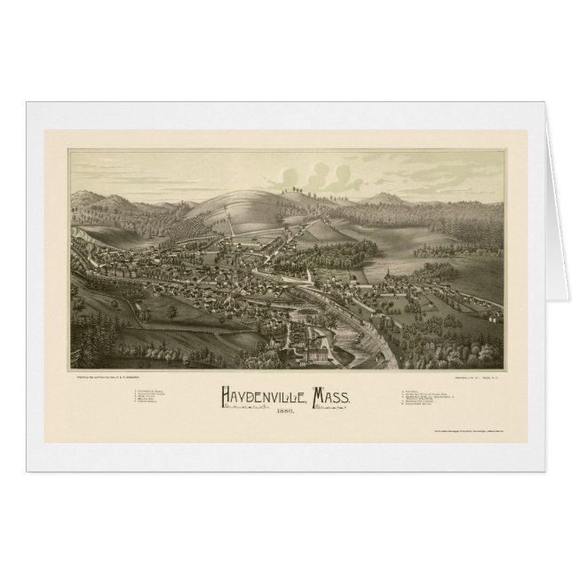 Haydenville, carte panoramique de mA - 1886 (Devant horizontal)