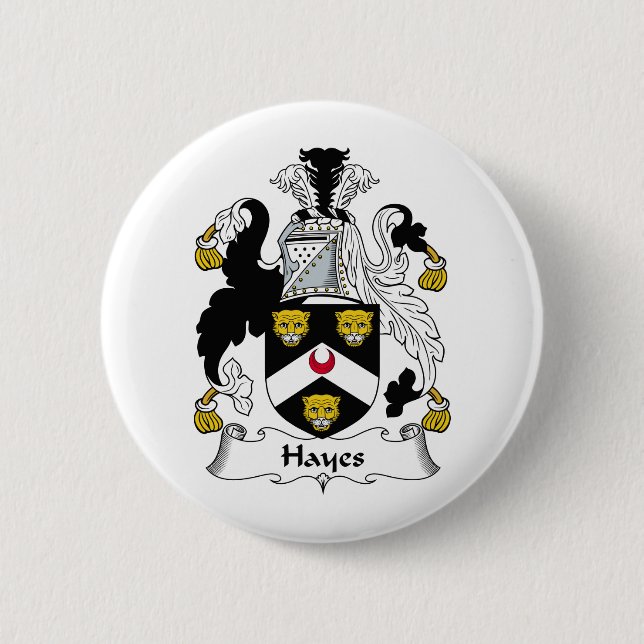 Hayes Family Crest 2 Inch Round Button (Front)