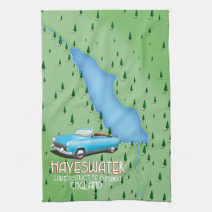 Hayeswater Lake District map travel poster Kitchen Towel