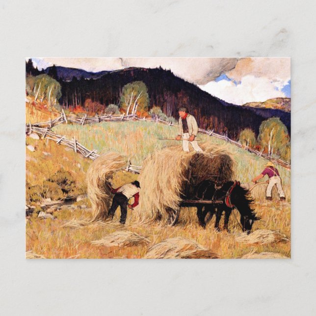 Haying, popular painting by Clarence Gagnon Postcard (Front)