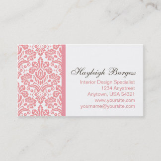 Hayleigh #2 Pink Damask Chic Business Card