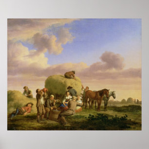 Haymakers resting in a field poster