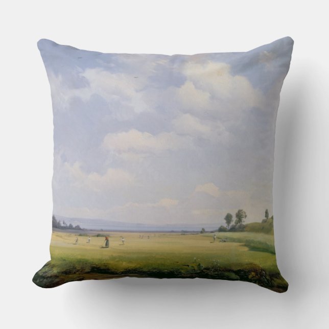 Haymaking, 1838 (oil on canvas) throw pillow (Front)
