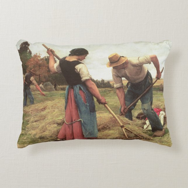 Haymaking, 1880 decorative pillow (Front)