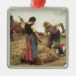 Haymaking, 1880 metal ornament