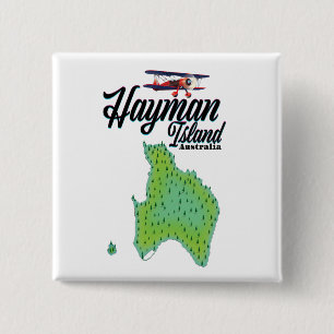 Hayman Island Vintage travel map. 2 Inch Square Button