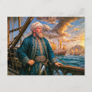 Hayreddin Barbarossa Naval Commander Portrait Postcard