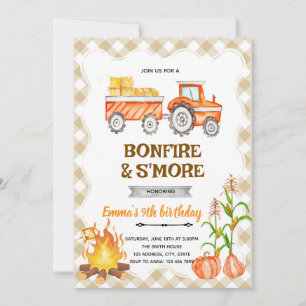 Hayrides Bonfire S'mores Pumpkin Party invite