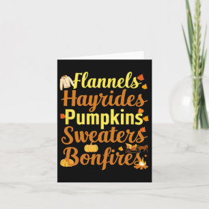 Hayrides Flannel Bonfires Sweaters Fall Halloween  Card