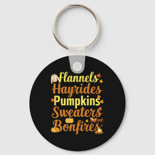 Hayrides Flannel Bonfires Sweaters Fall Halloween  Keychain