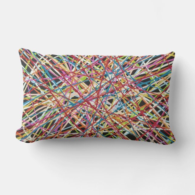 Haystack in Red Outdoor Lumbar Throw Pillow (Front)