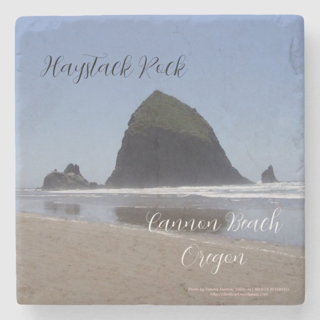 Haystack Rock cannon beach Oregon Stone Coaster (Front)