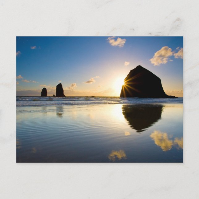 Haystack Rock Sunset - Cannon Beach, Oregon Postcard (Front)