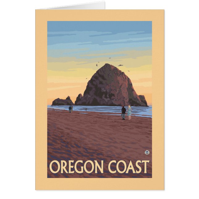 Haystack Rock Vintage Travel Poster (Front)