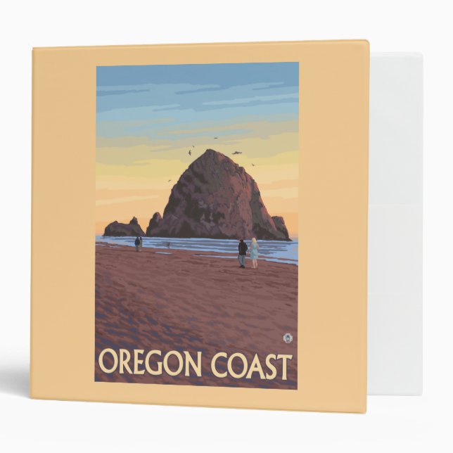 Haystack Rock Vintage Travel Poster Binder (Front/Inside)