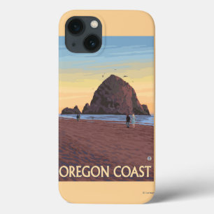 Haystack Rock Vintage Travel Poster iPhone 13 Case
