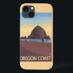 Haystack Rock Vintage Travel Poster iPhone 13 Case<br><div class="desc">Cannon Beach,  Oregon - Haystack Rock Vintage Travel Poster was created in 2007. This image depicts scenes from Oregon Coast.</div>