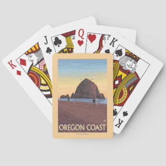 Haystack Rock Vintage Travel Poster Playing Cards