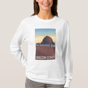 Haystack Rock Vintage Travel Poster T-Shirt