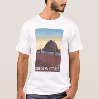 Haystack Rock Vintage Travel Poster T-Shirt