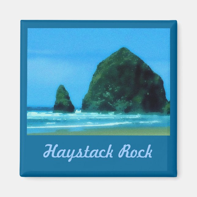 Haystack Rock Watercolor Magnet (Front)
