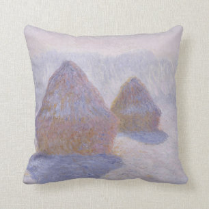 Haystacks Effect of Snow and Sun Throw Pillow