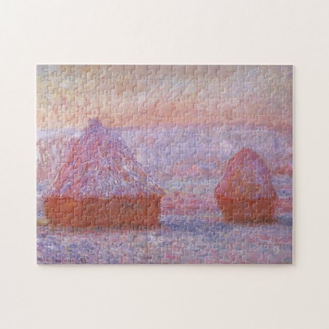 Haystacks Giverny Morning Effect Monet Fine Art Jigsaw Puzzle (Horizontal)