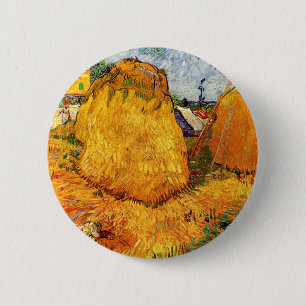 Haystacks in Provence by Vincent van Gogh 2 Inch Round Button