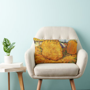 Haystacks in Provence by Vincent van Gogh Lumbar Pillow