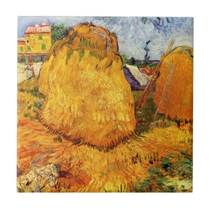 Haystacks in Provence by Vincent van Gogh Tile