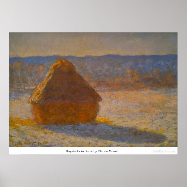 Haystacks in Snow by Claude Monet Poster (Front)