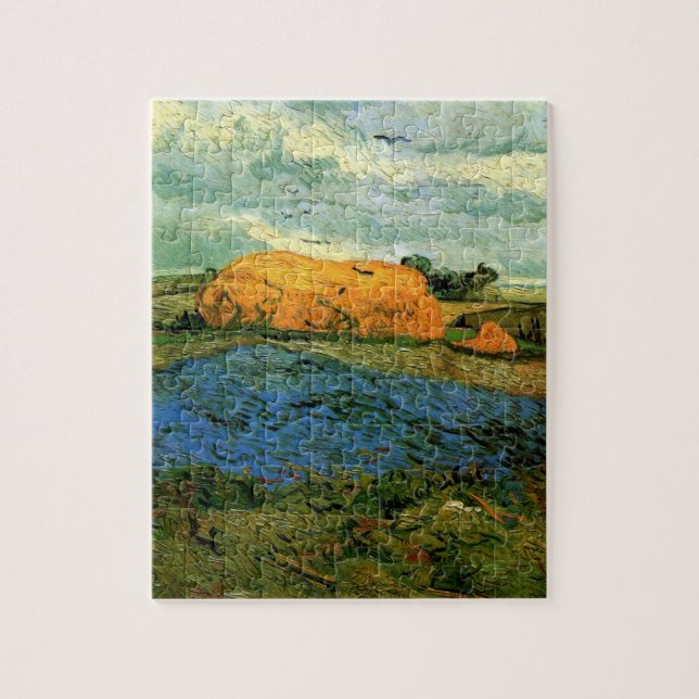 Haystacks Under a Rainy Sky by Vincent van Gogh Jigsaw Puzzle (Vertical)