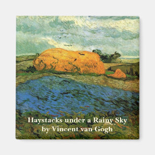 Haystacks Under a Rainy Sky by Vincent van Gogh Magnet