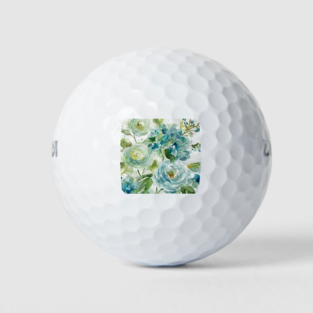 HAZ06 Cool Watercolor Floral.tif Golf Balls (Front)