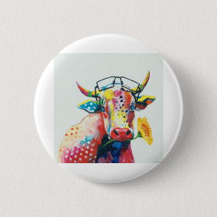 HAZ27 Cow.tif 2 Inch Round Button