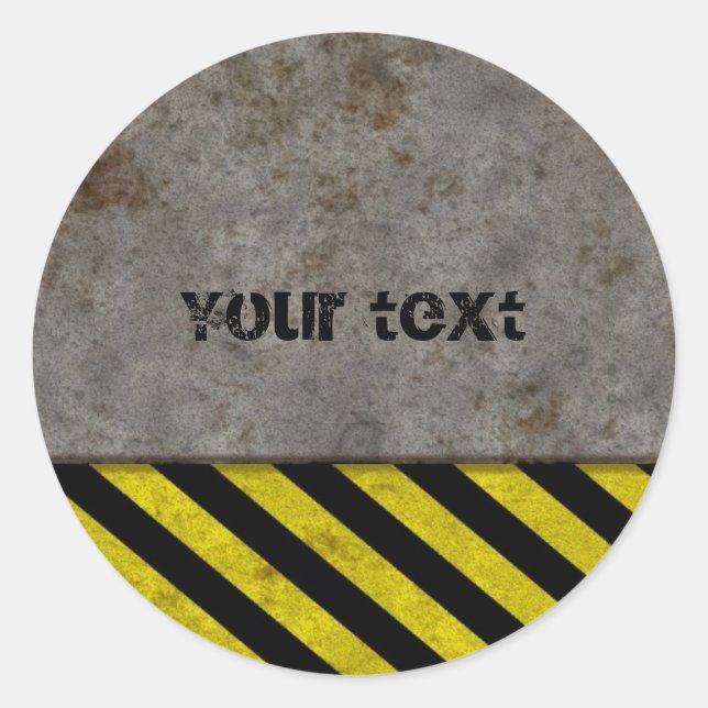 Hazard Stripes Design Classic Round Sticker (Front)