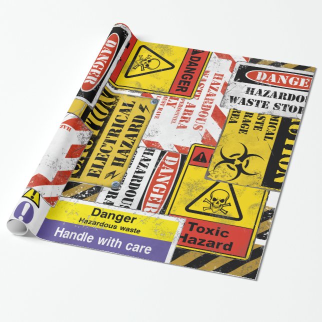 Hazard Warning Wrapping Paper (Unrolled)