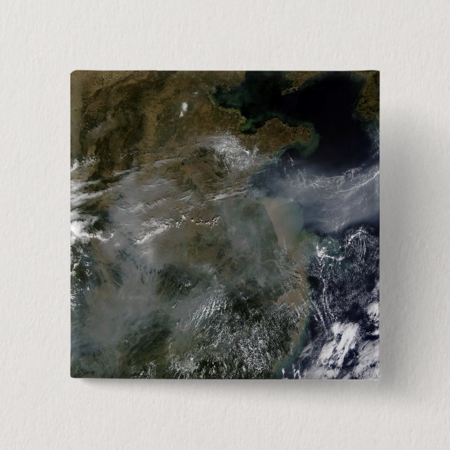 Haze across the North China Plain 2 Inch Square Button (Front)