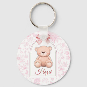Hazel Custom Pink Teddy Bear Nursery Design Keychain