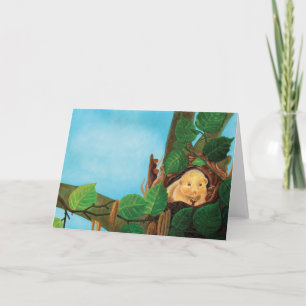 Hazel dormouse eating hazelnut card