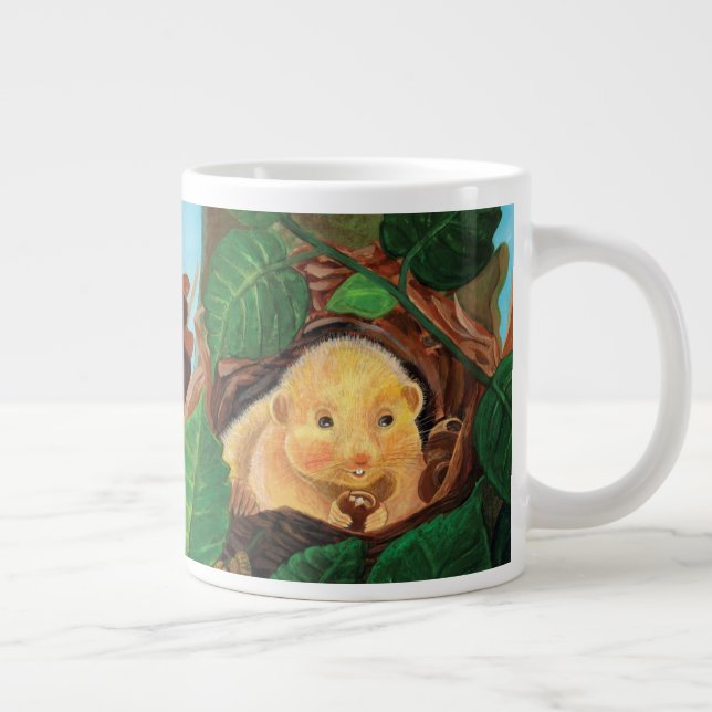 Hazel dormouse eating hazelnut   large coffee mug (Right)