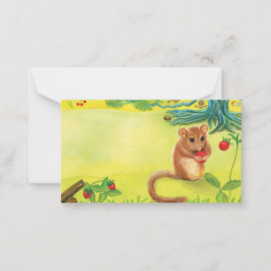 Hazel Dormouse Eating Wild Strawberry  Card