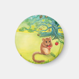 Hazel Dormouse Eating Wild Strawberry  Magnet